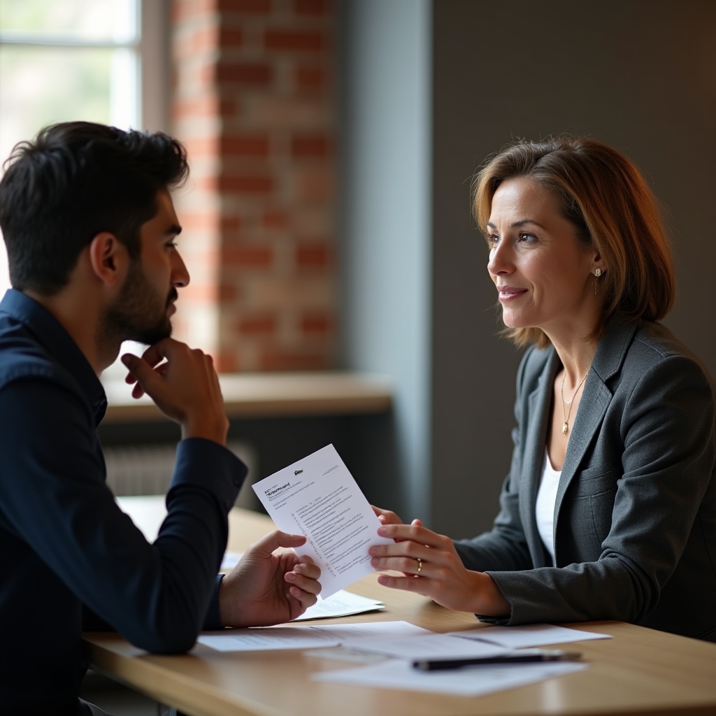 Manager livrând feedback structurat unui angajat